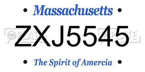 ZXJ5545 Massachusetts License Plate