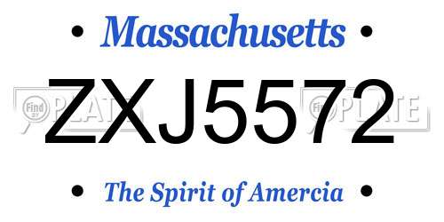 ZXJ5572 Massachusetts License Plate
