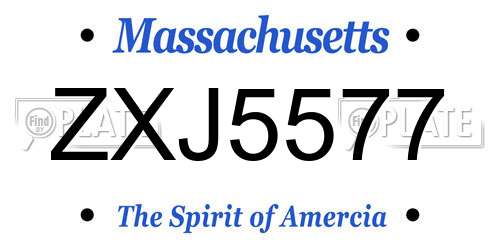 ZXJ5577 Massachusetts License Plate