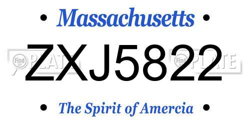 ZXJ5822 Massachusetts License Plate