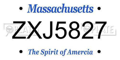 ZXJ5827 Massachusetts License Plate