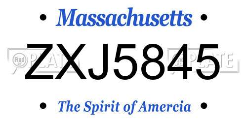 ZXJ5845 Massachusetts License Plate