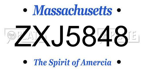 ZXJ5848 Massachusetts License Plate