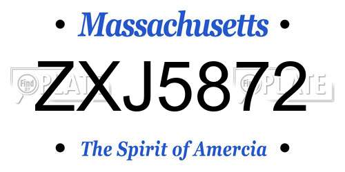 ZXJ5872 Massachusetts License Plate