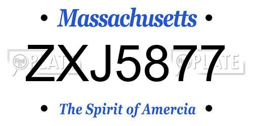 ZXJ5877 Massachusetts License Plate