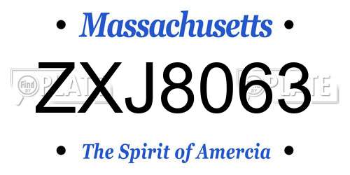 ZXJ8063 Massachusetts License Plate