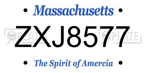 ZXJ8577 Massachusetts License Plate