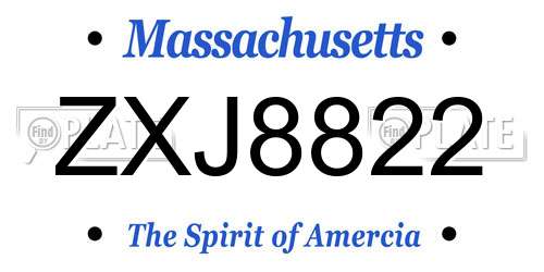 ZXJ8822 Massachusetts License Plate