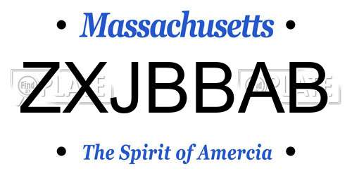 ZXJBBAB Massachusetts License Plate
