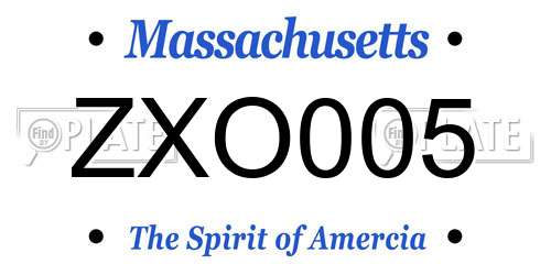 ZXO005 Massachusetts License Plate
