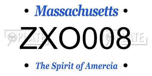 ZXO008 Massachusetts License Plate