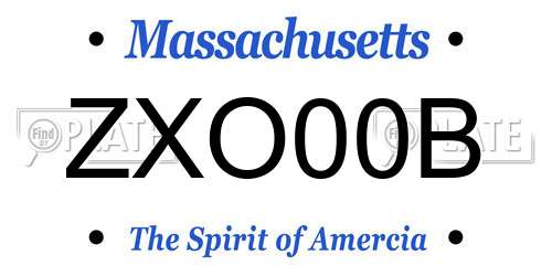 ZXO00B Massachusetts License Plate