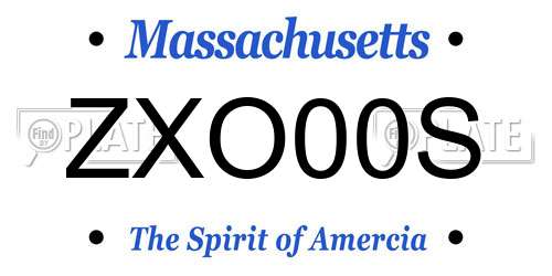 ZXO00S Massachusetts License Plate