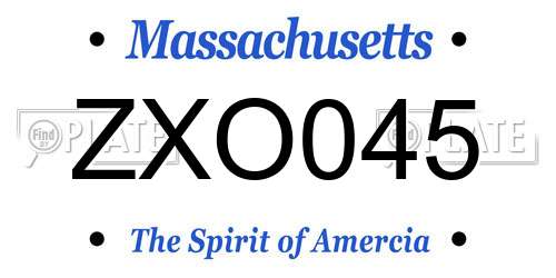 ZXO045 Massachusetts License Plate