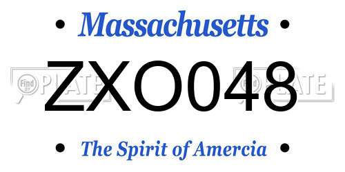 ZXO048 Massachusetts License Plate