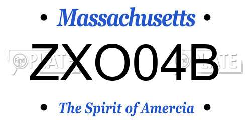 ZXO04B Massachusetts License Plate