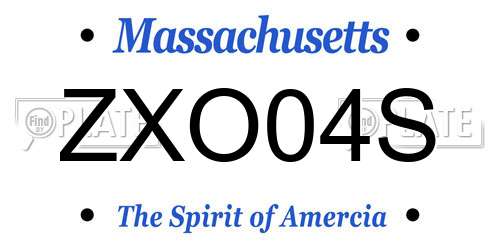 ZXO04S Massachusetts License Plate