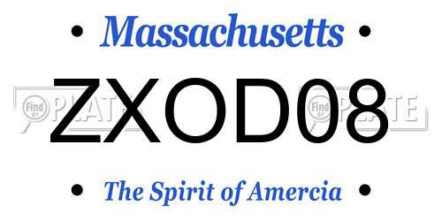ZXOD08 Massachusetts License Plate