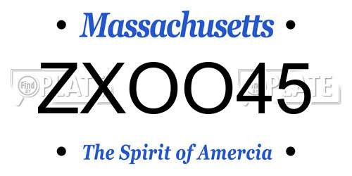 ZXOO45 Massachusetts License Plate