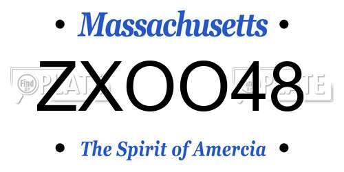 ZXOO48 Massachusetts License Plate