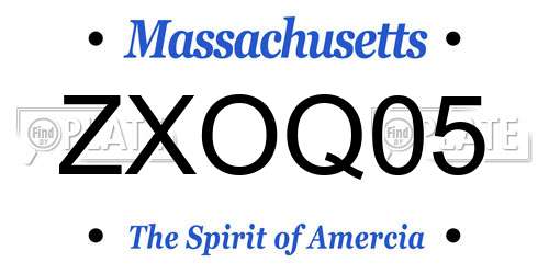 ZXOQ05 Massachusetts License Plate