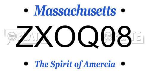 ZXOQ08 Massachusetts License Plate