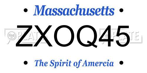 ZXOQ45 Massachusetts License Plate