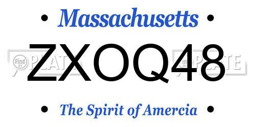 ZXOQ48 Massachusetts License Plate