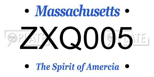 ZXQ005 Massachusetts License Plate