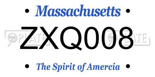 ZXQ008 Massachusetts License Plate
