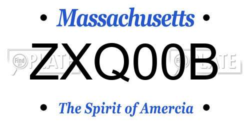 ZXQ00B Massachusetts License Plate