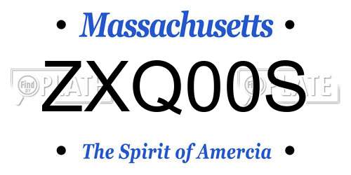 ZXQ00S Massachusetts License Plate