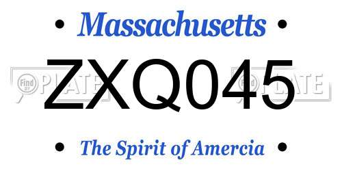 ZXQ045 Massachusetts License Plate