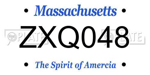 ZXQ048 Massachusetts License Plate