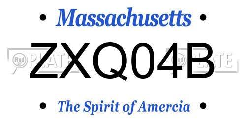 ZXQ04B Massachusetts License Plate