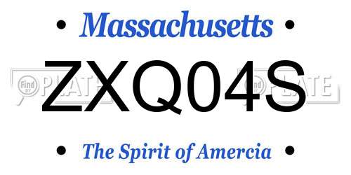 ZXQ04S Massachusetts License Plate
