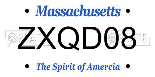 ZXQD08 Massachusetts License Plate