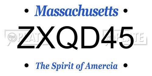 ZXQD45 Massachusetts License Plate