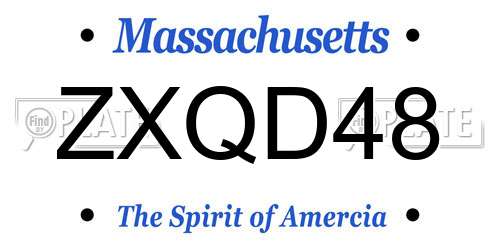 ZXQD48 Massachusetts License Plate