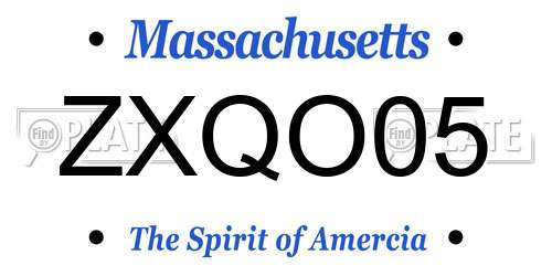 ZXQO05 Massachusetts License Plate