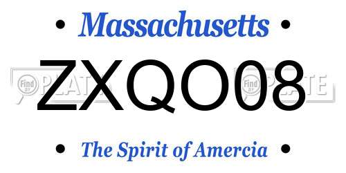 ZXQO08 Massachusetts License Plate