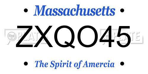 ZXQO45 Massachusetts License Plate