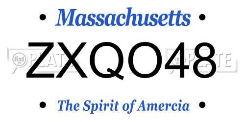 ZXQO48 Massachusetts License Plate