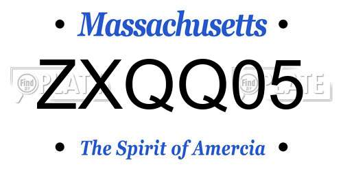ZXQQ05 Massachusetts License Plate