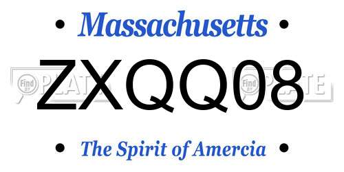ZXQQ08 Massachusetts License Plate