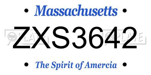 ZXS3642 Massachusetts License Plate