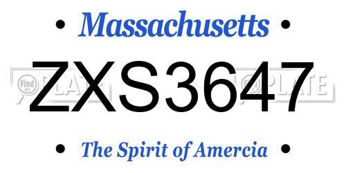 ZXS3647 Massachusetts License Plate