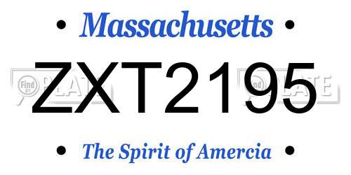 ZXT2195 Massachusetts License Plate