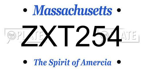 ZXT254 Massachusetts License Plate