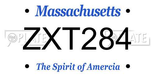 ZXT284 Massachusetts License Plate